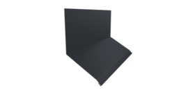 Планка примыкание верхнее к стене фальц 150х130х20 0,5 Satin с пленкой RAL 7024 мокрый асфальт (3м)